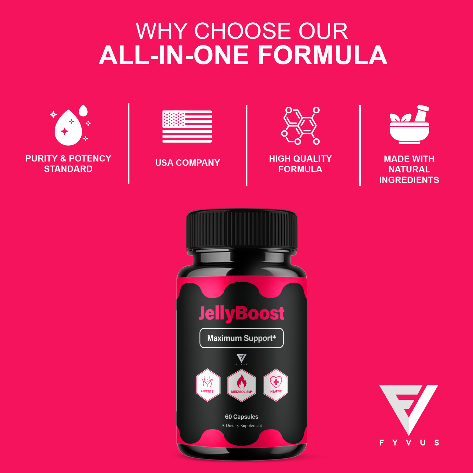 (3 Pack) Jelly Boost Maximum Support, JellyBoost Weight Health (180 Capsules)