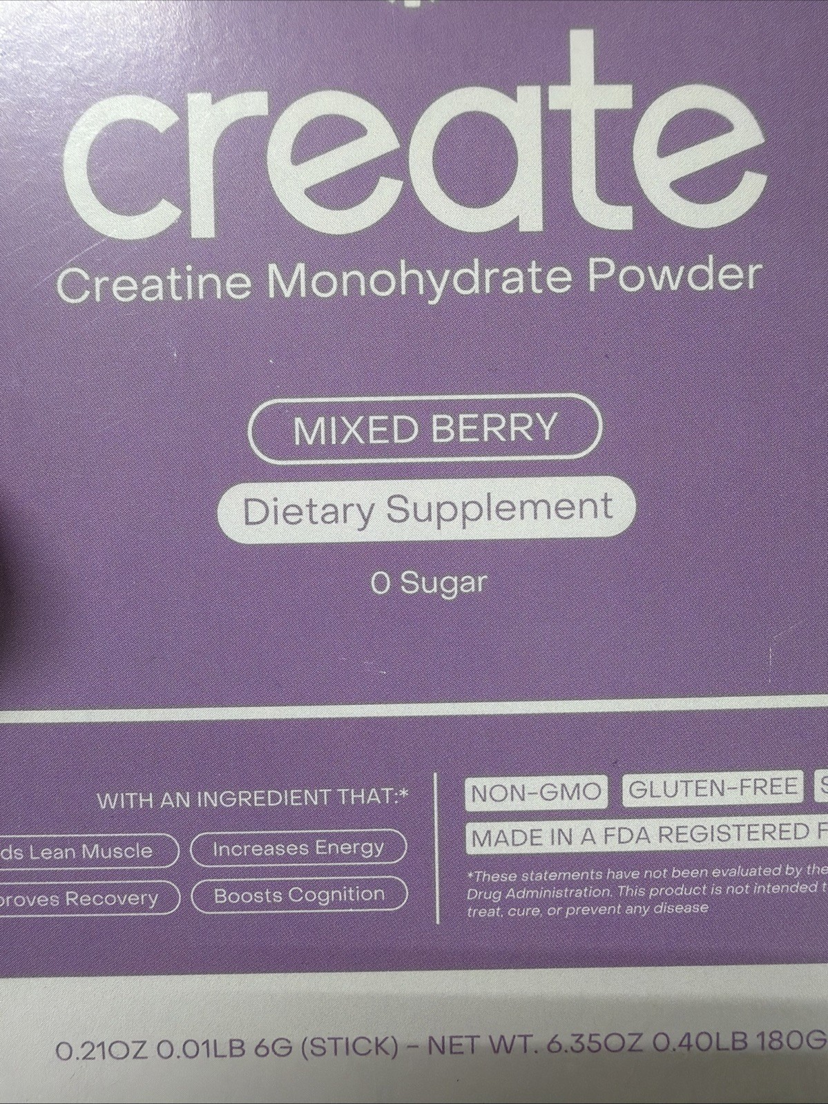 Create Creatine Monohydrate On-The-Go Stick Packs Mixed Berry (30 Sticks)