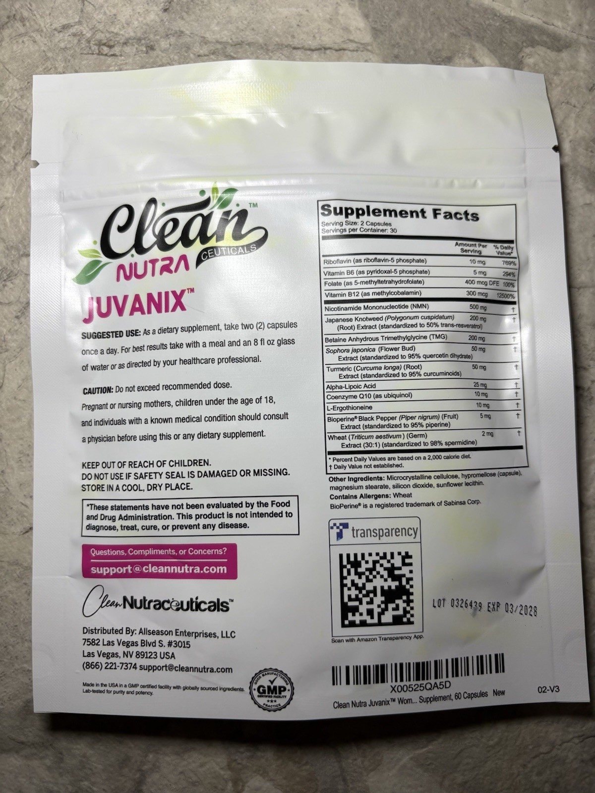 Clean Nutra Women’s NAD+ Support Healthy Aging Longevity Matrix 60 Capsules