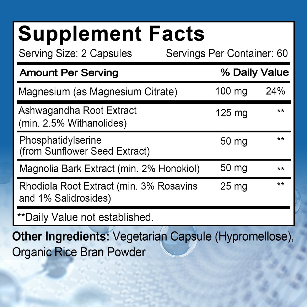 Cortisol Health Supplement Manage Stress Immunity Mental Clarity 30-120 Capsules