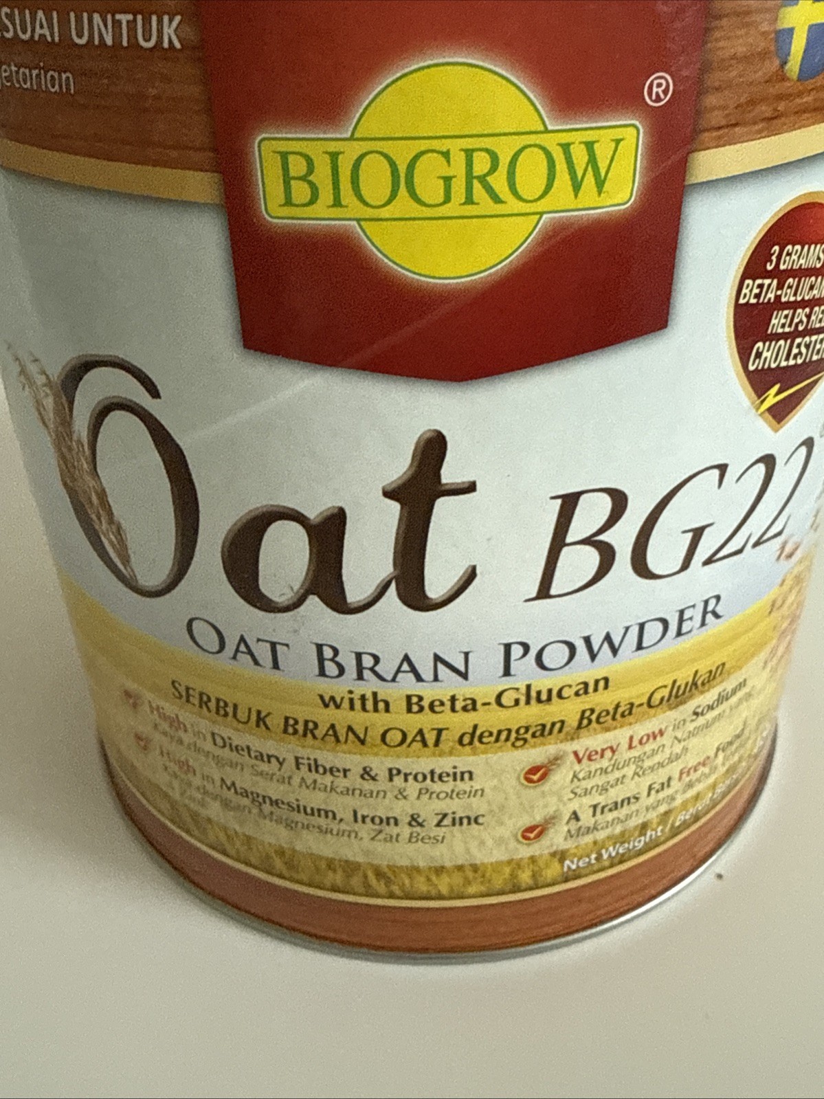 Biogrow Bg22 Oat Beta Glucan Powder 480G, Ships from USA