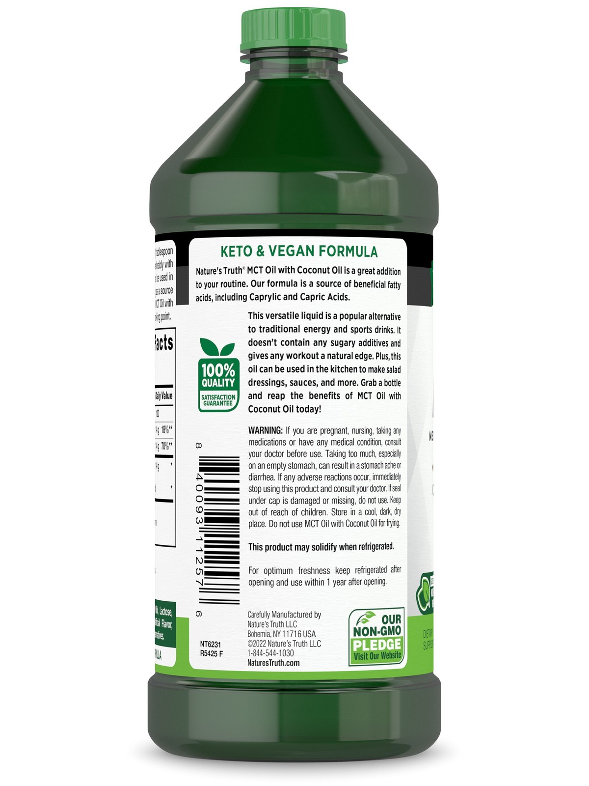 MCT Oil Liquid 16 Fl Oz with Coconut Oil | Keto, Unflavored | by Nature’s Truth