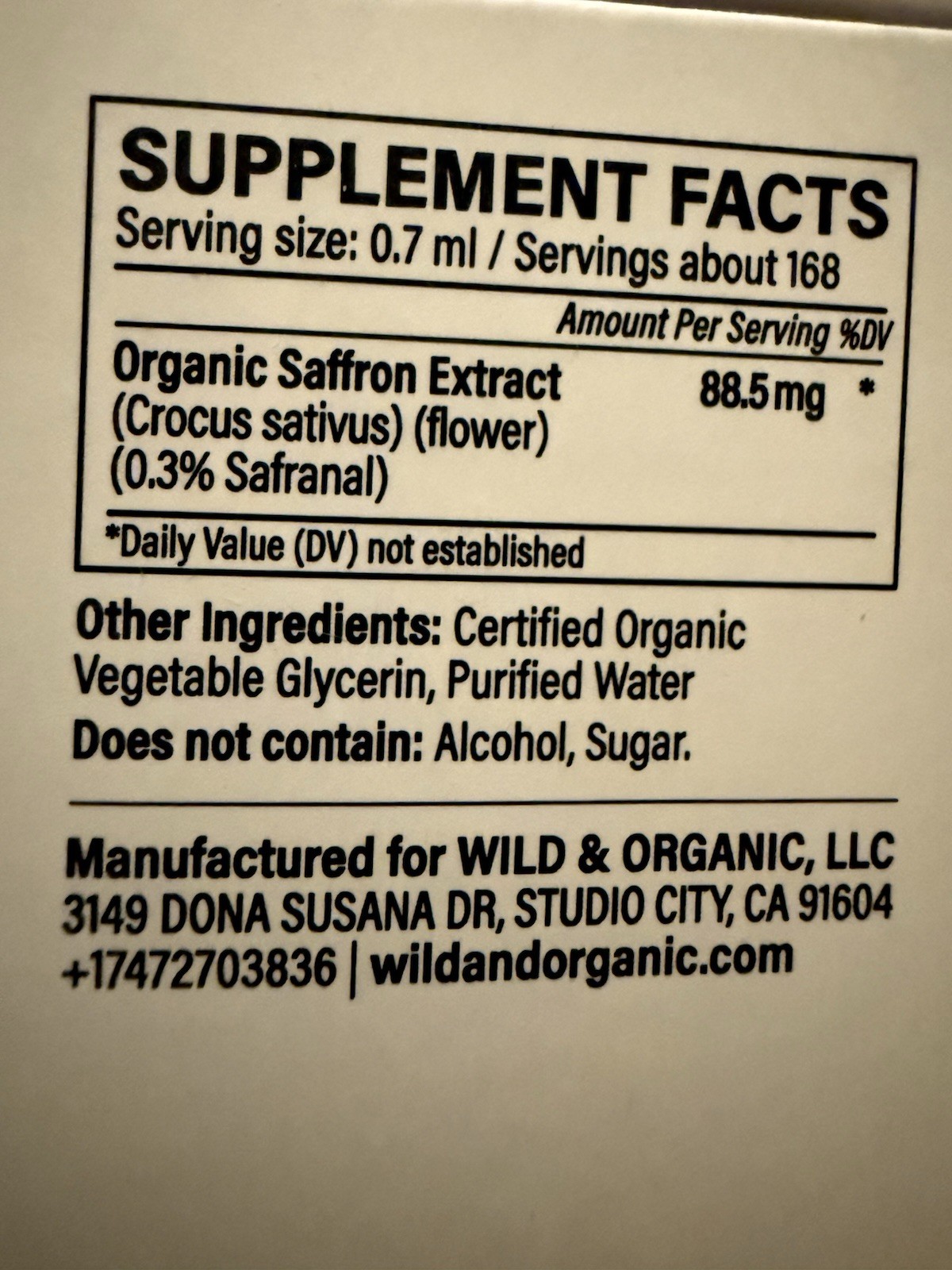 Wild & Saffron Supplements Mood Focus Eye Support Extract Liquid Drops 4 fl oz
