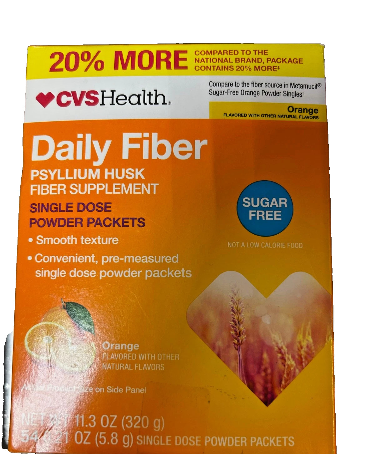 CVS Health Daily Fiber Psyllium Husk 54 Pks Orange Sugar Free BB 3/2026 Meta