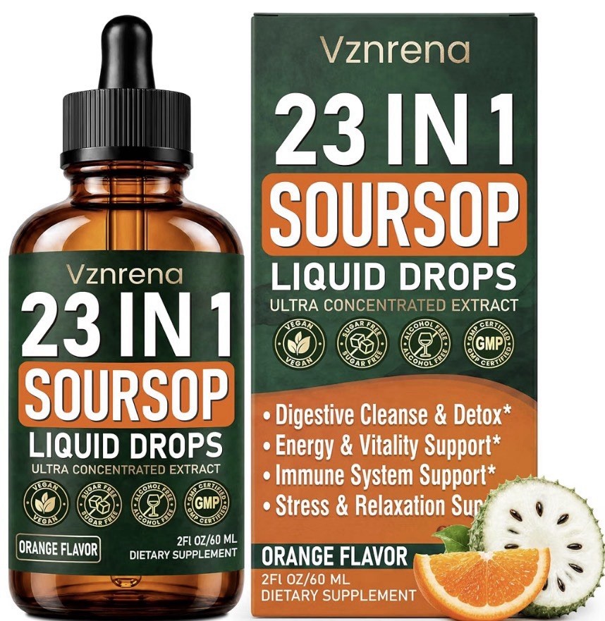 Vznrena 23-in-1 Soursop Liquid Drops Orange Flavor Vegan Sugar-Free 2 fl oz