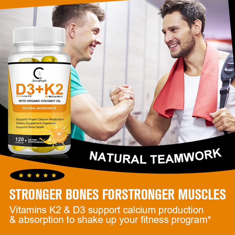 Vitamin D3 5,000 Iu + K2 Mk7 200Mcg – Immune & Bone Support 120~600 Capsules