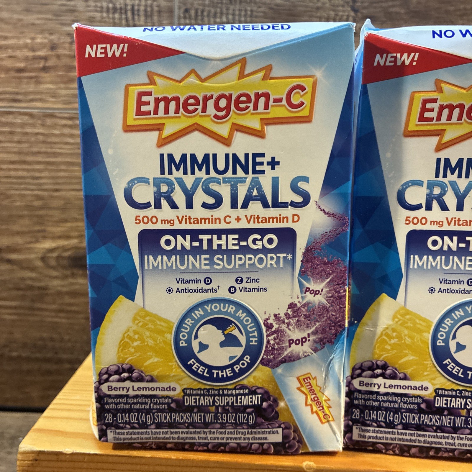 LOT 2 EMERGEN-C IMMUNE+ CRYSTALS, ON-THE-GO IMMUNE SUPPORT, BERRY LEMONADE