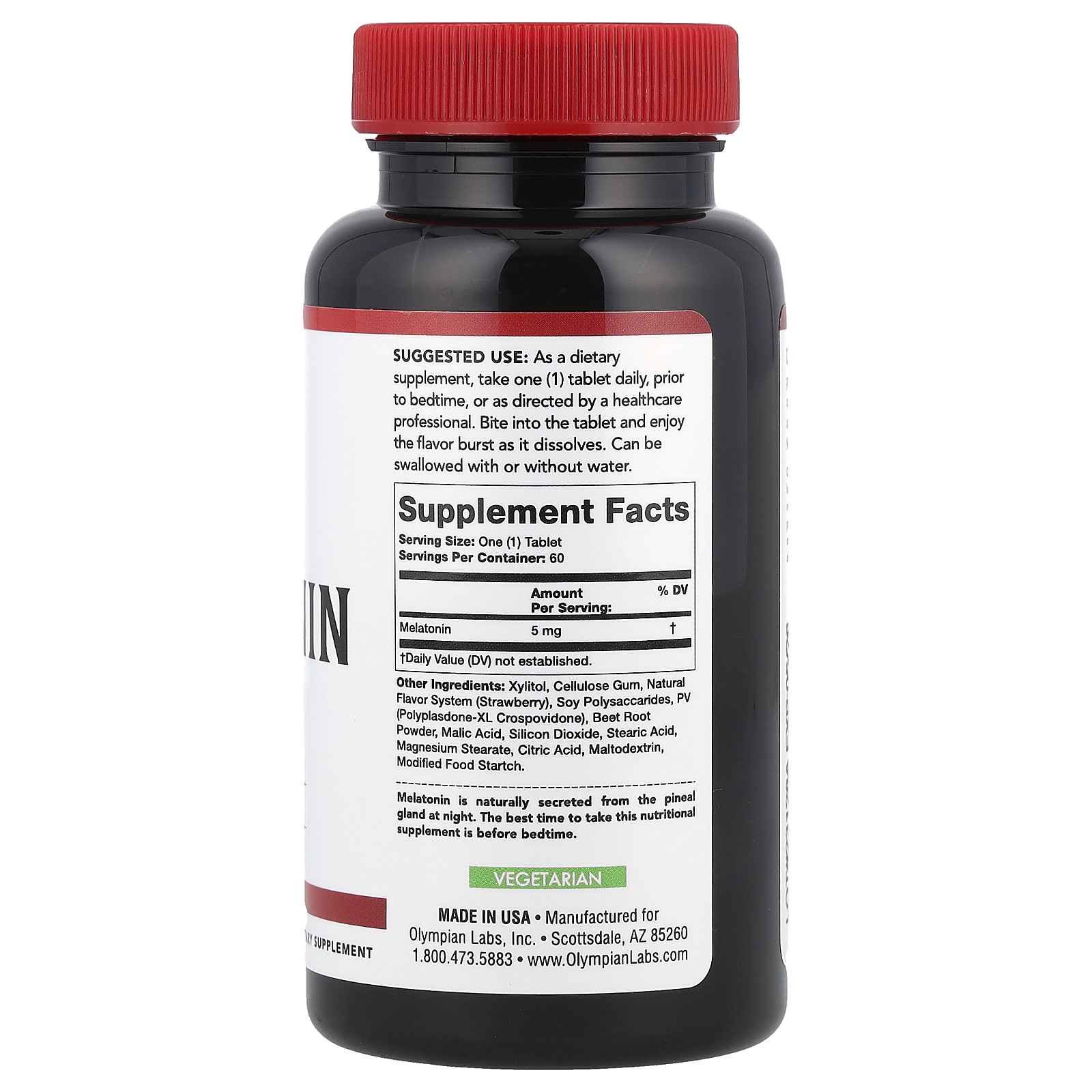 Fast Dissolve Melatonin, Strawberry, 5 mg, 60 Fast Dissolve Tablets