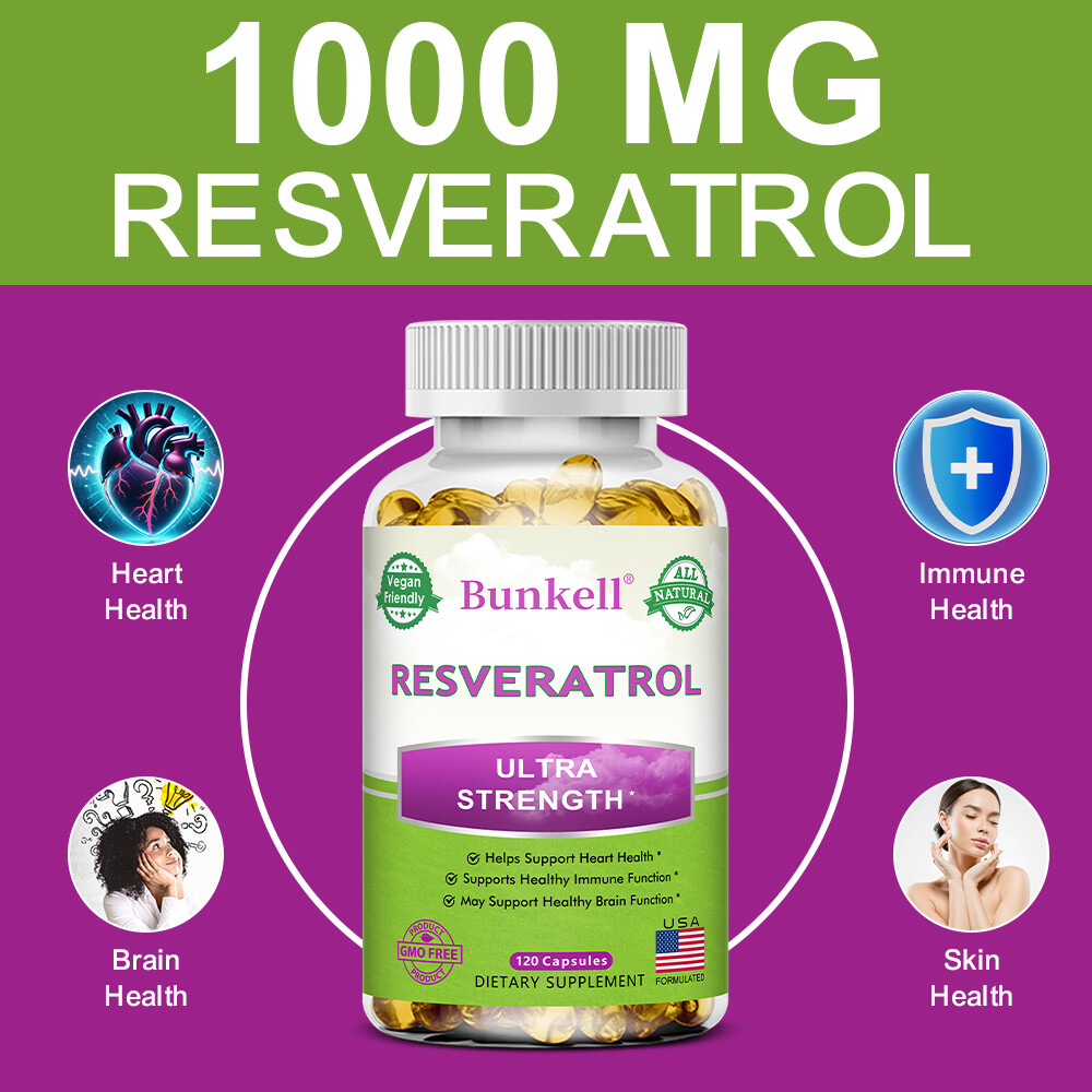 Resveratrol Capsules,Supports Heart,Brain And Immune Health,Antioxidant