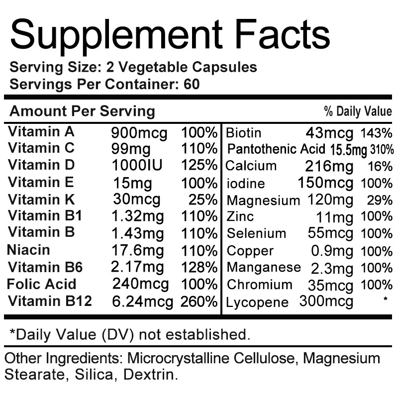 Multi Vitamin for Men Capsules Mens Prostate Multivitamin Multimineral 900mcg