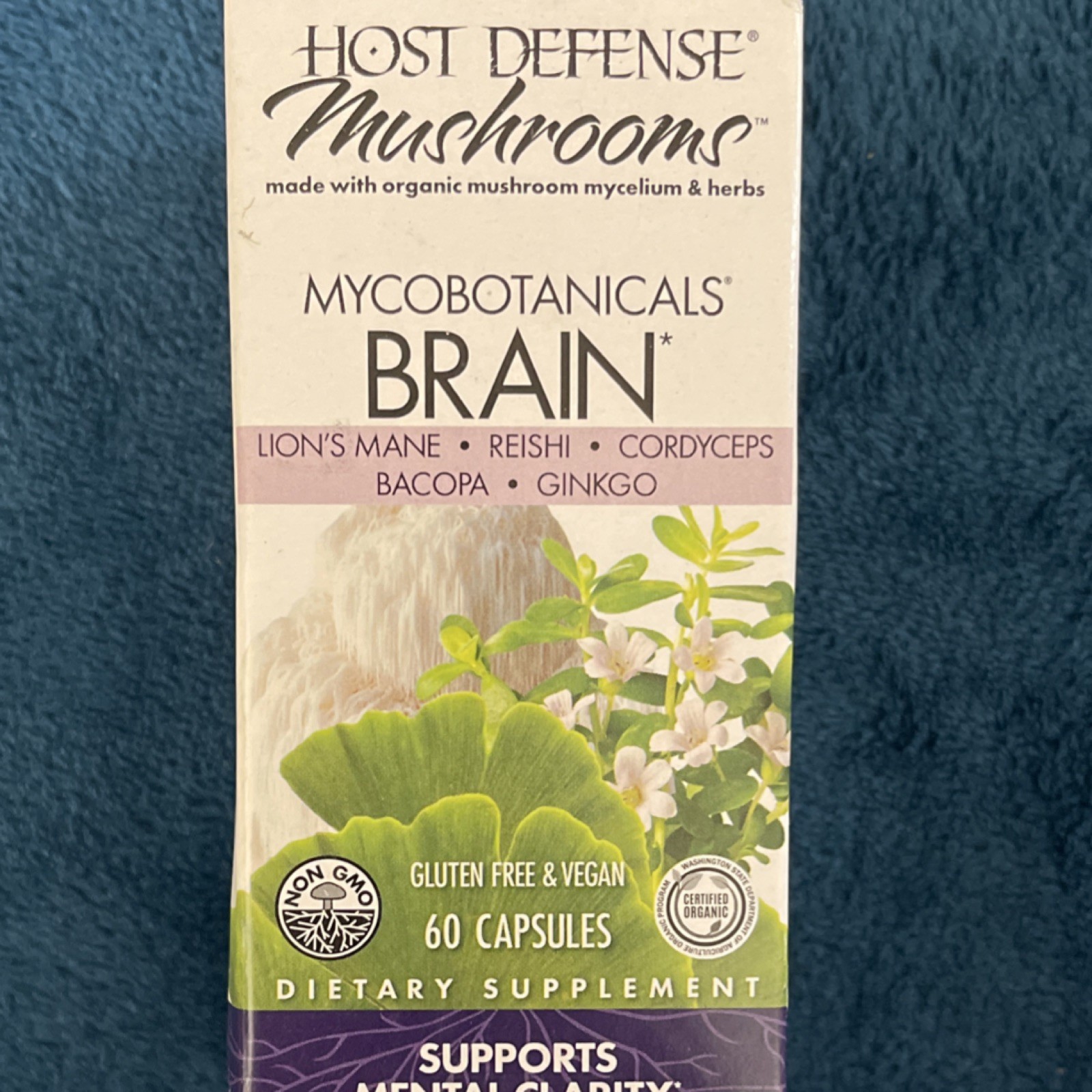 Host Defense Brain Support Lion’s Mane Reishi 60 Capsules Vegan Gluten-Free