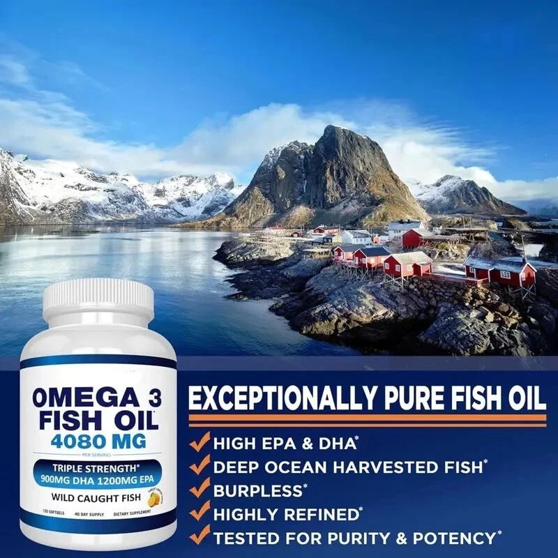 (2 Pack) Wild Caught Omega 3 Fish Oil – 120 Softgels | Supports Heart, Brain