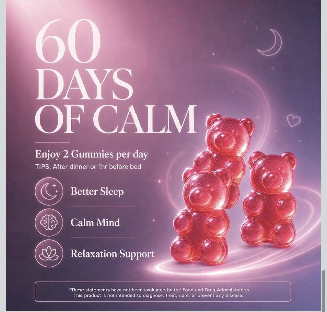 YALVIVE Magnesium Glycine Complex Gummies 1000mg Blissful Berry 120 Ct