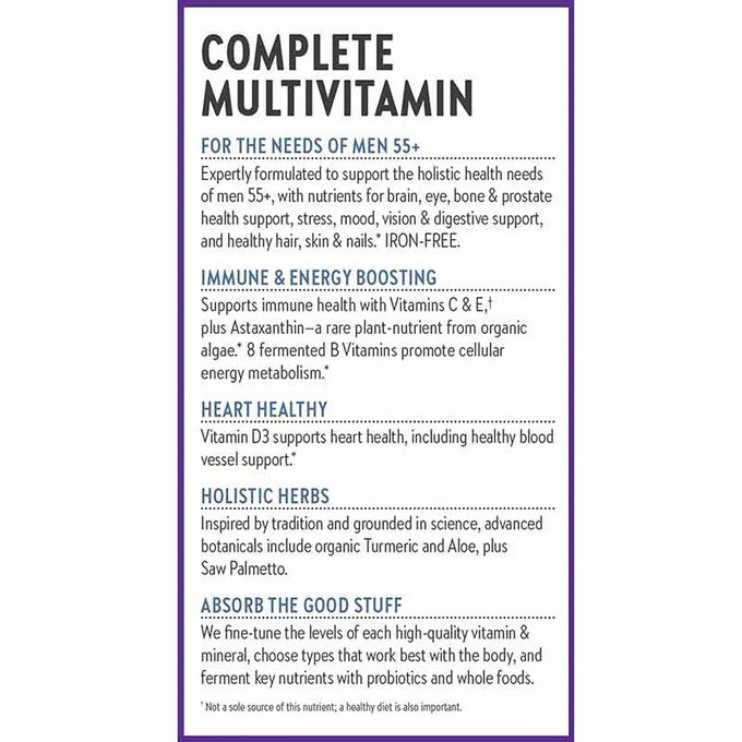New Chapter One Daily Every Man’s Multivitamin 55+ 96 Tablets, Iron-Free Organic