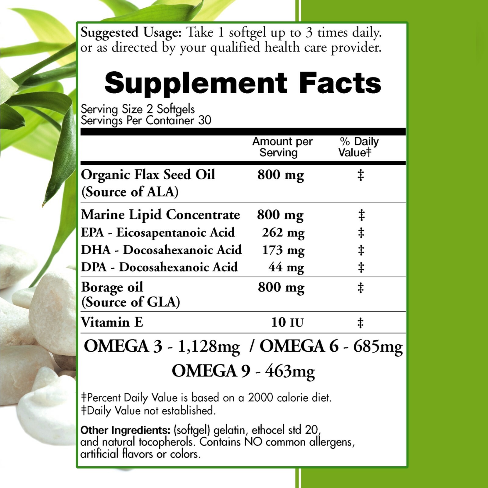 Omega 3-6-9 Blend with DPA, EPA, DHA, ALA and GLA and Organic Flax Seed Oil Plus