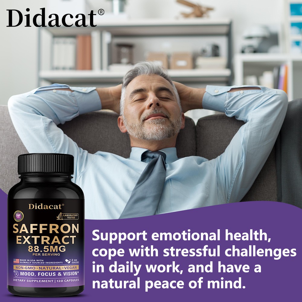 Saffron Supplements-30/60/120 Improve Mood & Vision & Focus Capsules Non-Gmo