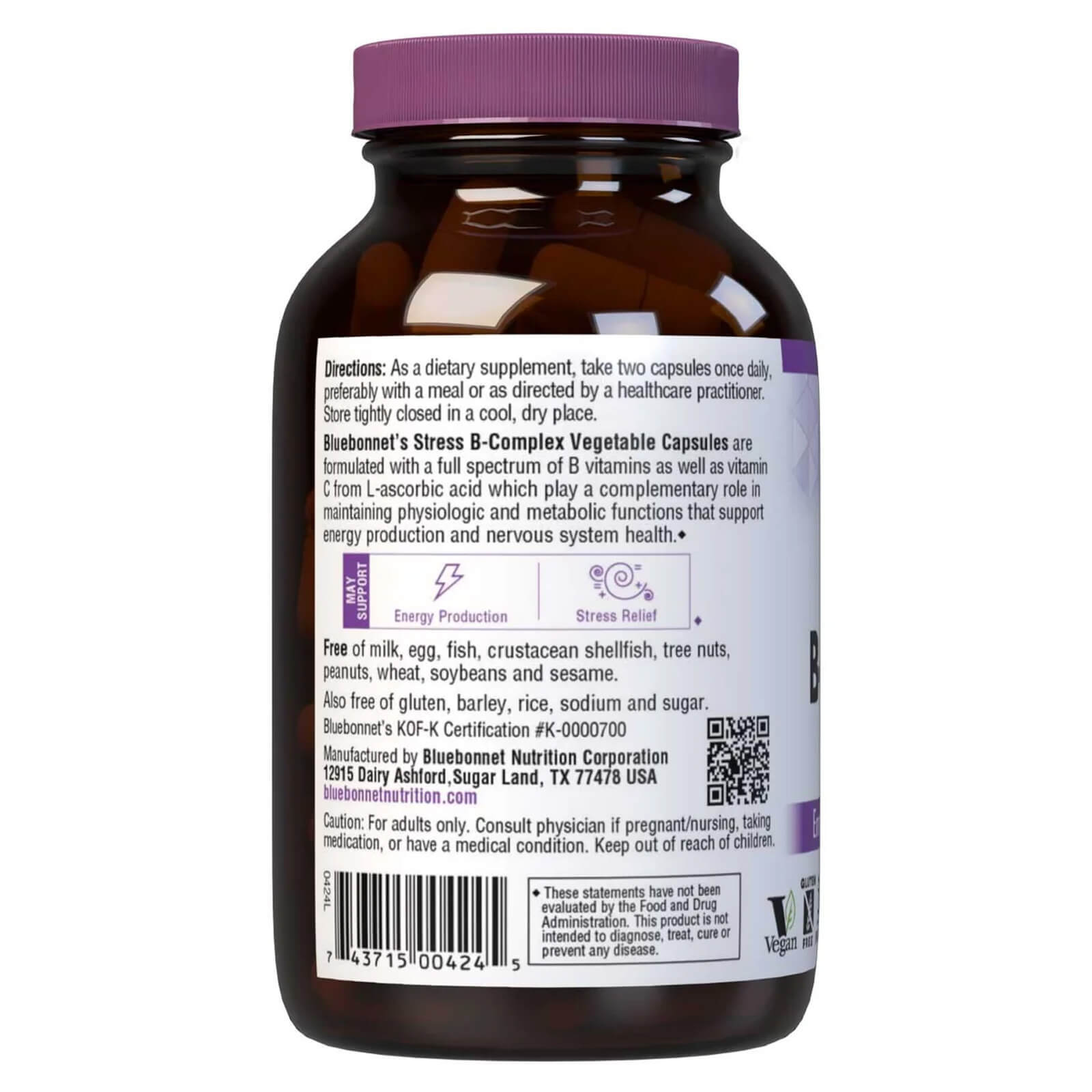 Bluebonnet Stress B-Complex 100 Veg Capsules