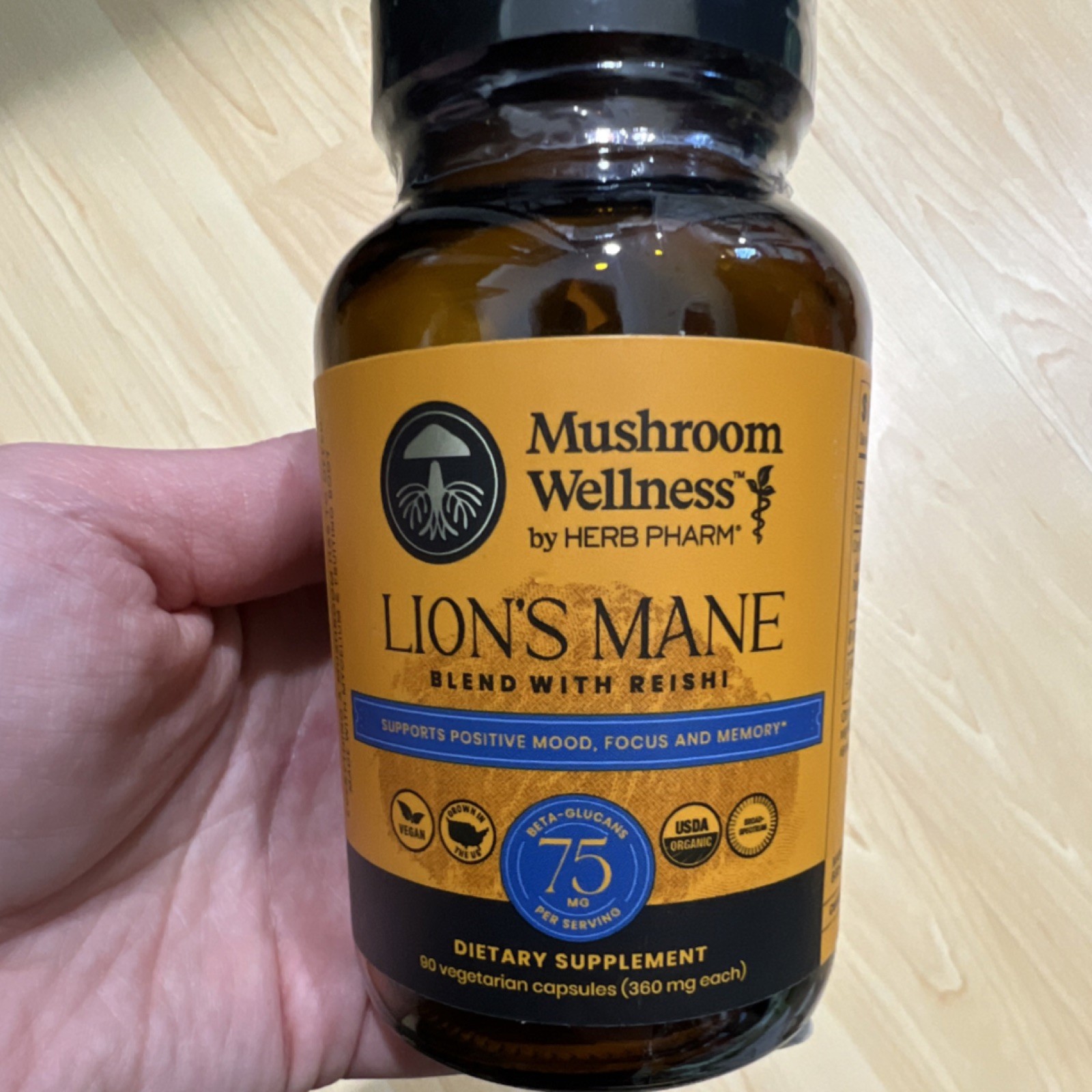 Mushroom Wellness by Herb Pharm Lion’s Mane Reishi 90 Capsules Vegan