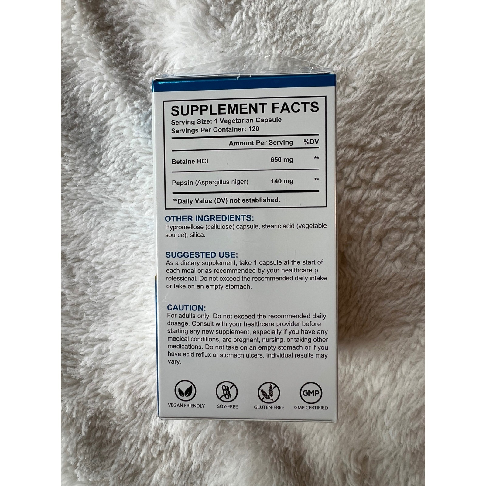 OneBtanicl Betaine HCl & Pepsin 790mg Digestive Support 120 Vegetarian Capsules