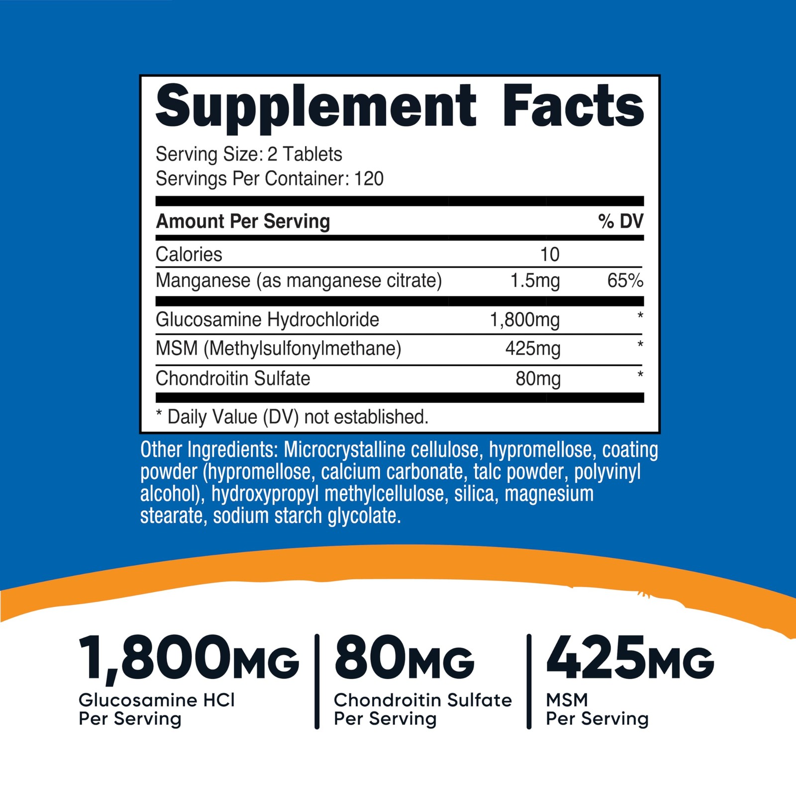 Nutricost Glucosamine 1800mg with Chondroitin & MSM, 240 Count (Pack of 1)
