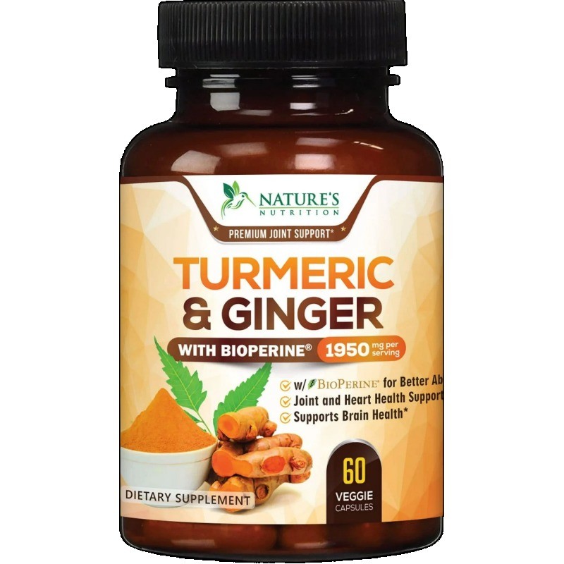 Turmeric & Ginger 1950mg 60/120 Caps Supports Joint, Brain & Heart Health