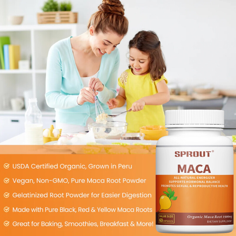 Organic Maca Root Capsules Vegan Capsules Black, Red, Yellow Maca Extract