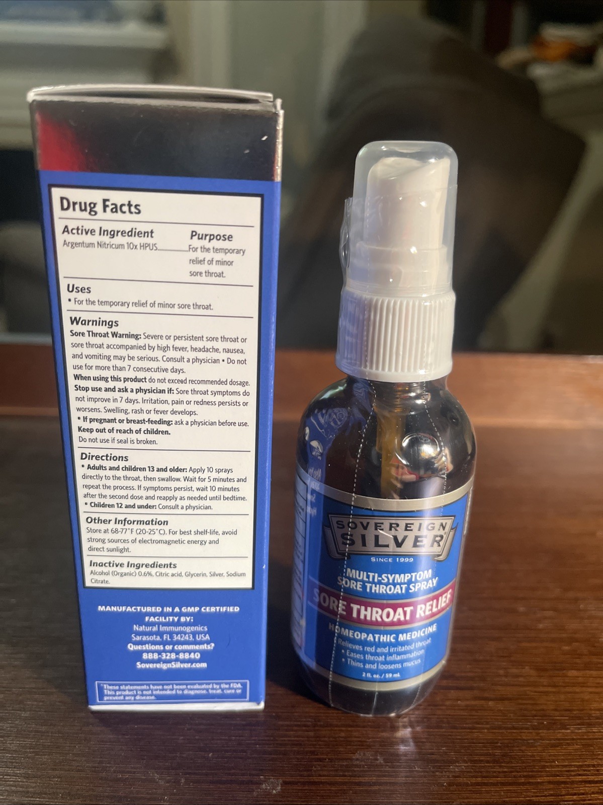 Sovereign Silver Multi-Symptom Sore Throat Spray 2 oz Homeopathic Medicine