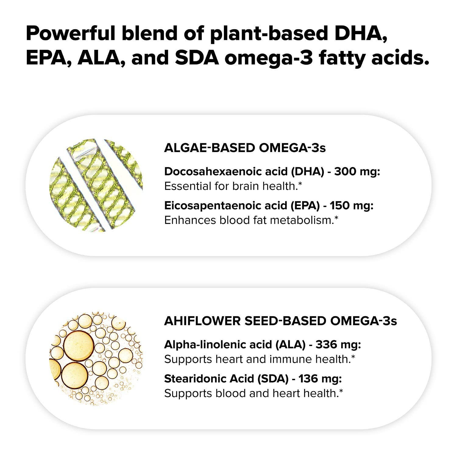 Complement Vegan Omega 3 Supplement- 960Mg Omega-3 Fatty Acids Dha Epa Sda Ala