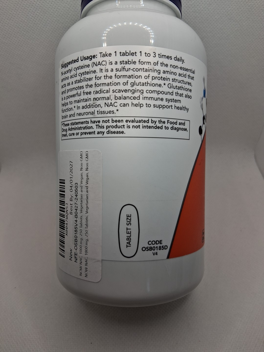 Now Nac 1000mg Immune Support Liver Health 250 Tablets Exp 4/27