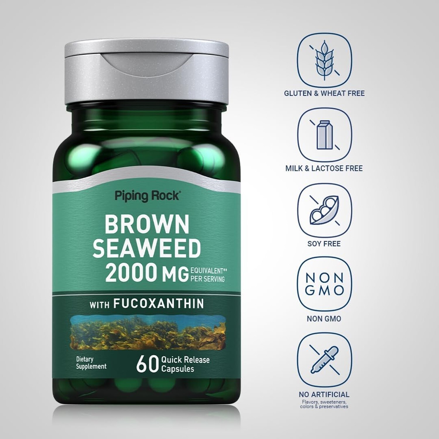 Brown Seaweed Extract 2000 Mg Fucoxanthin Nutritional Immunity Support, 60 Caps