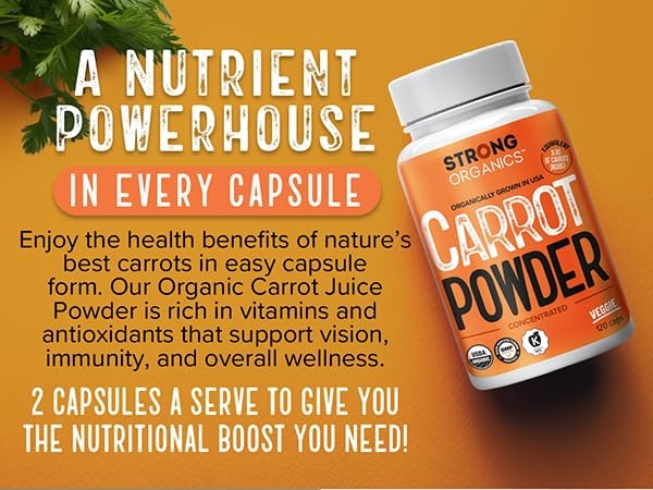 Strong Organics Carrot Juice Powder Caps – USA 120 Count (Pack of 1), 1