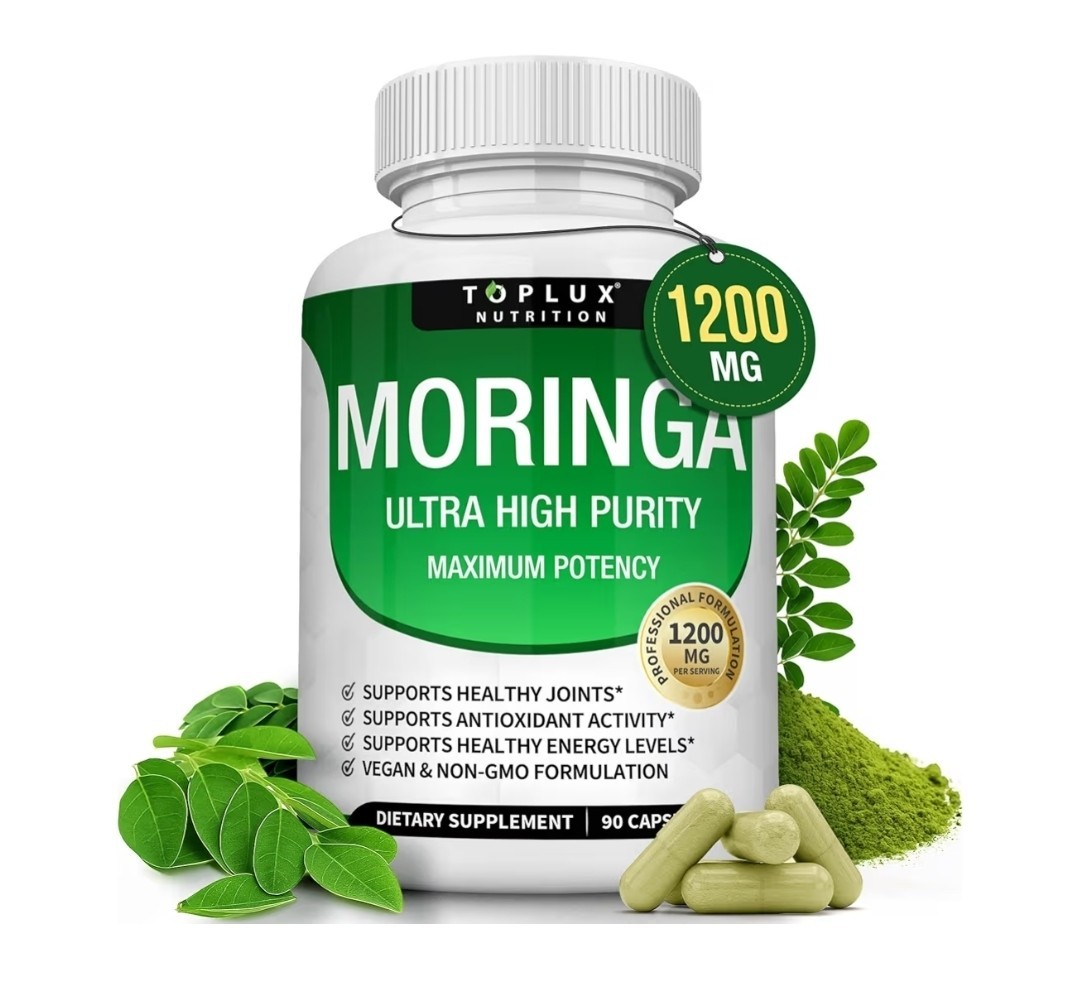 Toplux Moringa Capsules 1200mg – Pure Moringa Powder High Potency Leaf