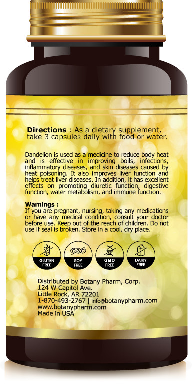 Dandelion Leaf, Cholesterol Antioxidant, Liver, Kidney Detoxification, 36,000mg