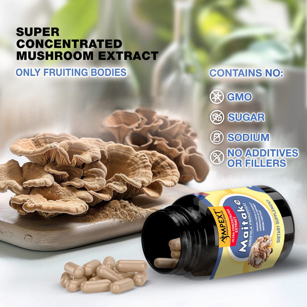Maitake Extract – Only Fruiting Bodies, Over 30% Beta-Glucans, 90 caps