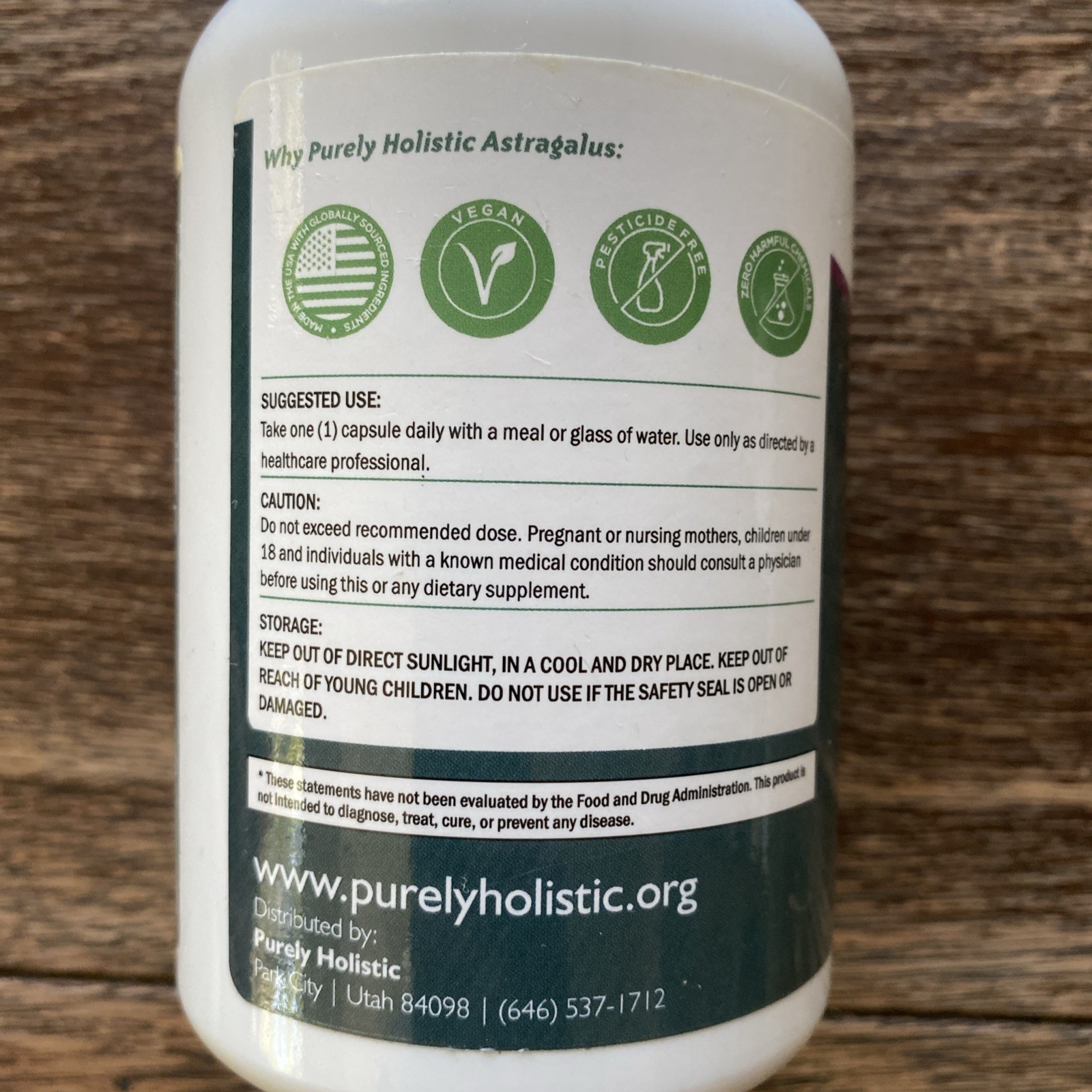 Purely Holistic Astragalus Astralgus 5000 mg 250 capsules NEW Exp 12/26