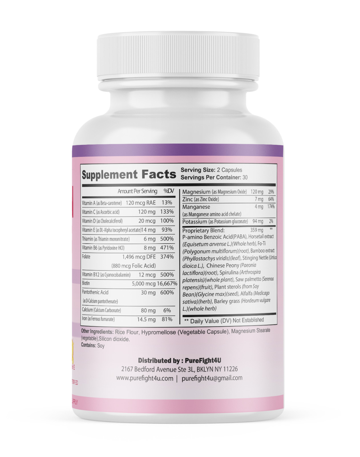 Purefight4u Hair, Skin & Nails Supports Healthy Hair Growth wBiotin – 8 Bottles