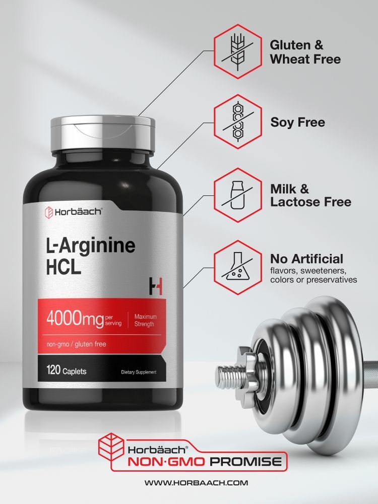 L Arginine 4000mg | 120 Caplets | Max Strength | Vegetarian | by Horbaach