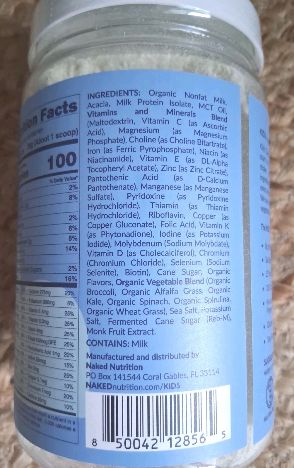 NAKED NUTRITION Kids Daily Essentials Vanilla Shake Mix 9.9oz