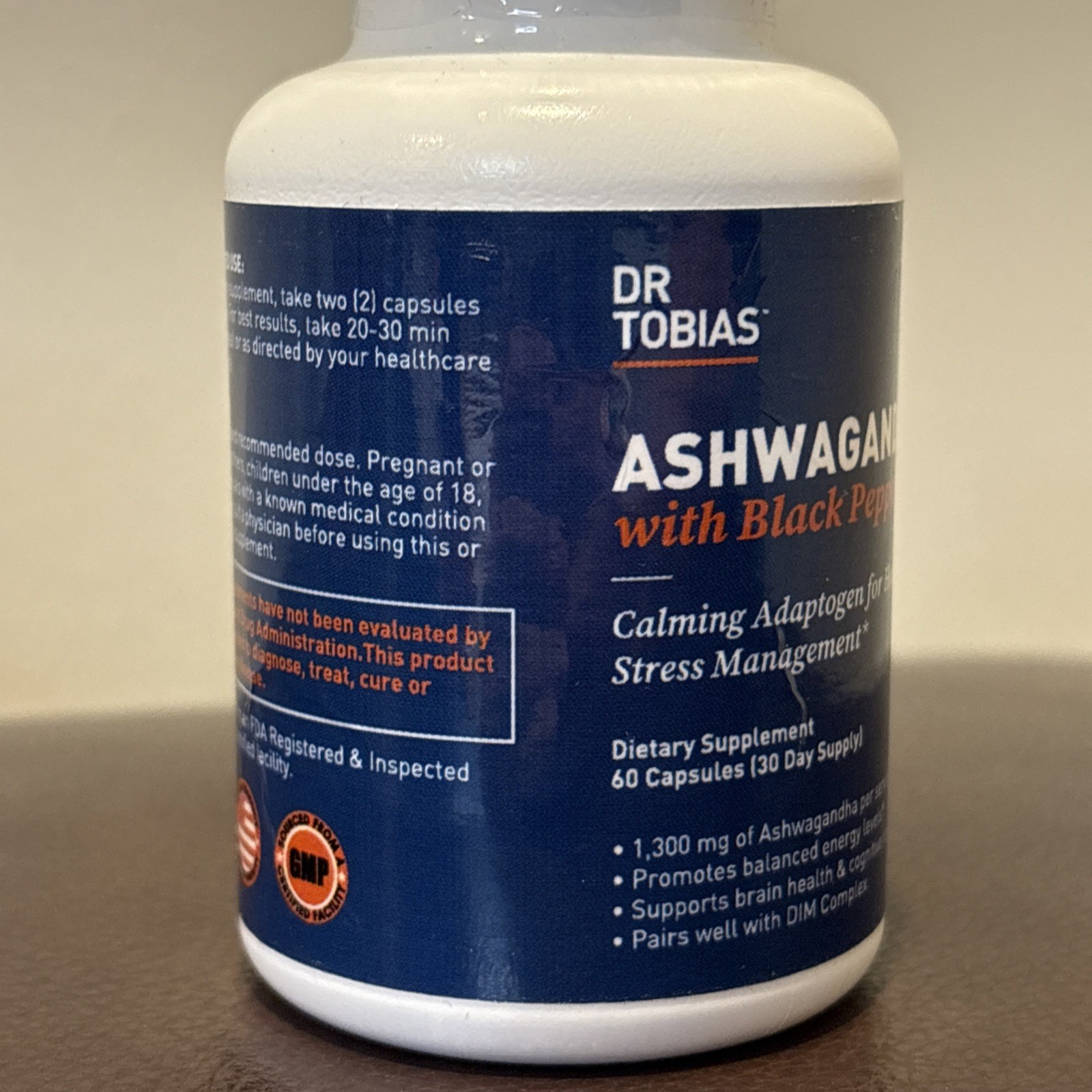 Dr Tobias, Ashwagandha w/Black Pepper, 60 Capsules(30 Day Supply), EXP 05/2028