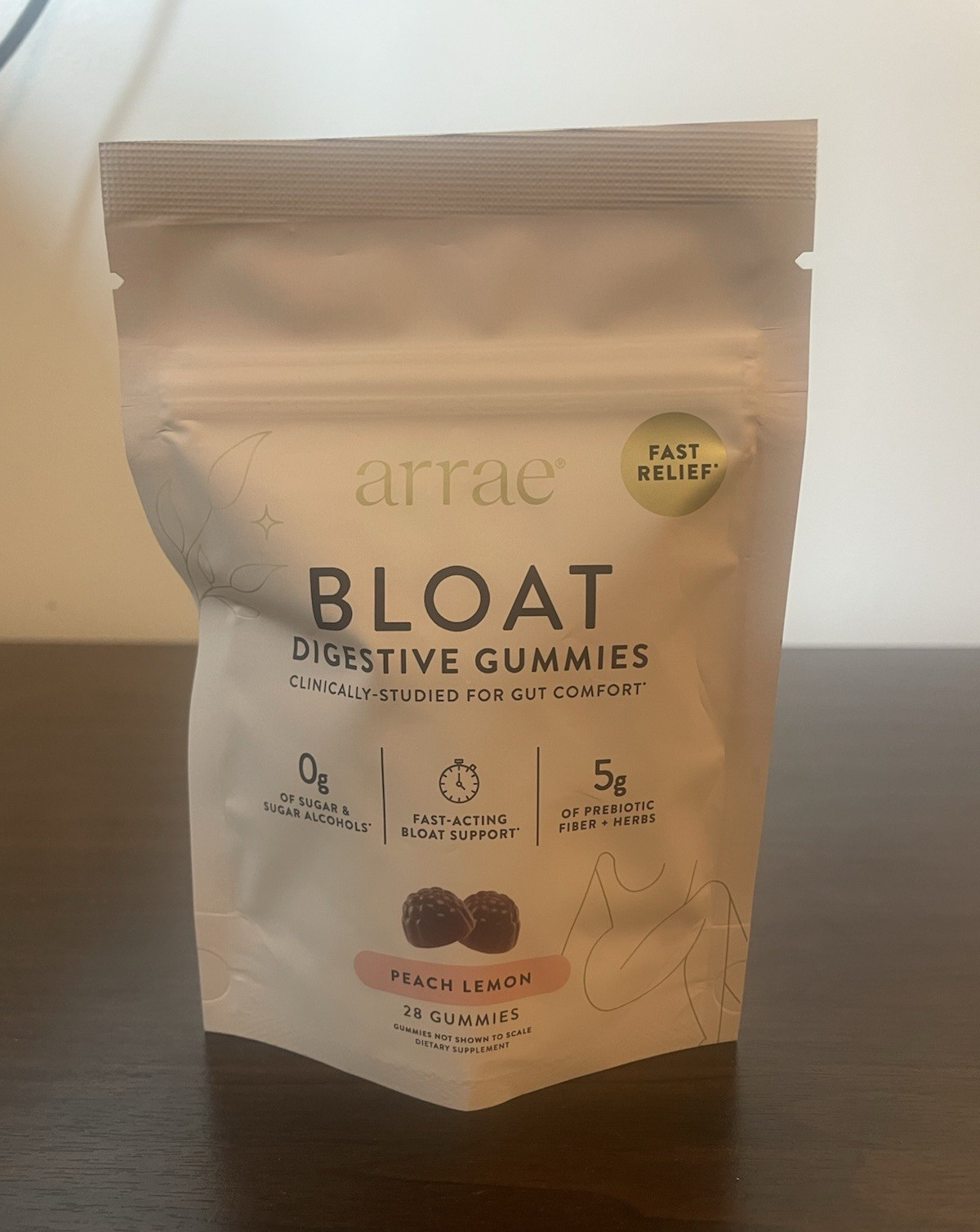 arrae Bloat Digestive Support & Gas Relief Gummies, Peach Lemon Flavor