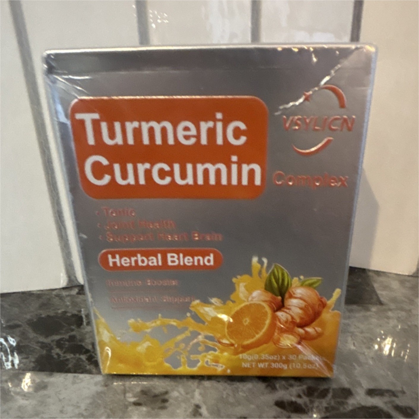 Vsylicn Turmeric Ginger Black Pepper Cinnamon Herbal Blend 300g Orange 30 Packe…
