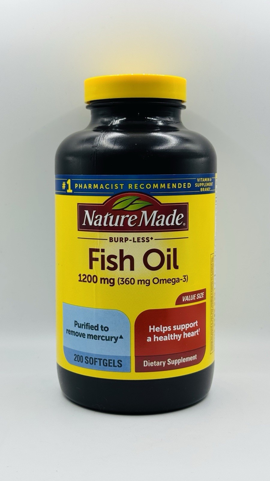 Nature Made Burp-Less Fish Oil 1200mg 200 Softgels Ex 10/2028