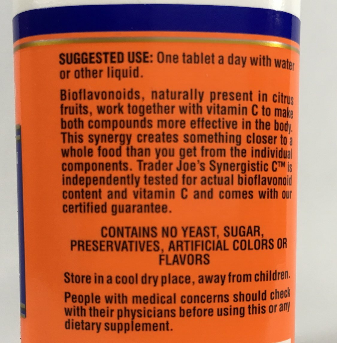 Vitamin C Trader Joe’s Synergistic C Complex 500 Mg w/ Bioflavanoids 100 tablets