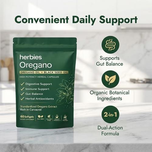 Organics Oregano and Black Seed Oil Capsules, 6000mg Oregano Extract, 300 Softge