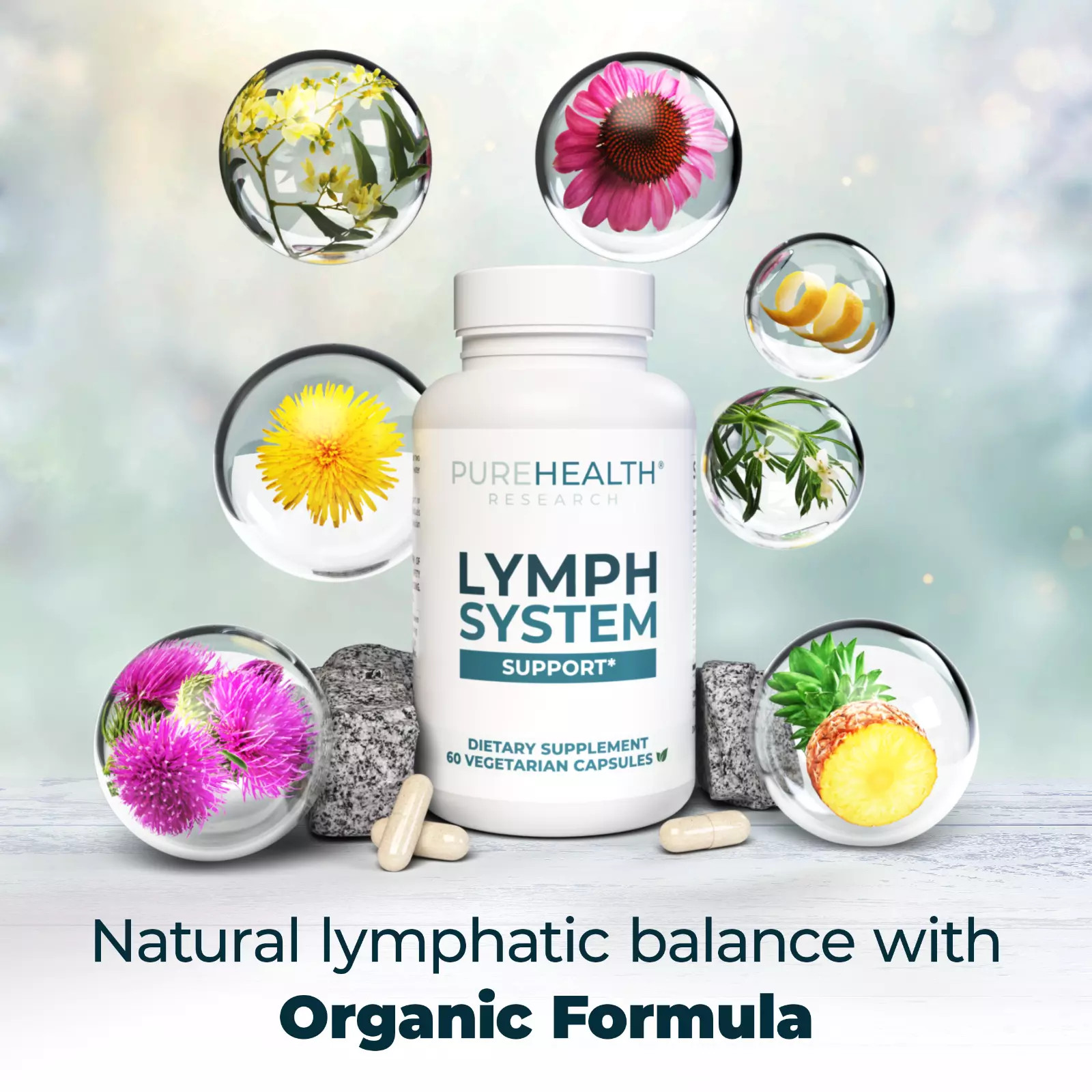 Lymphatic Supplement Reduce Swelling Boost Energy Digestion Detoxify Skin 60 CT