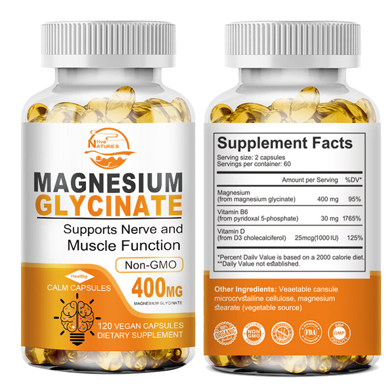 Magnesium Capsules High Absorption Natural Magnesium Glycinate Supplement