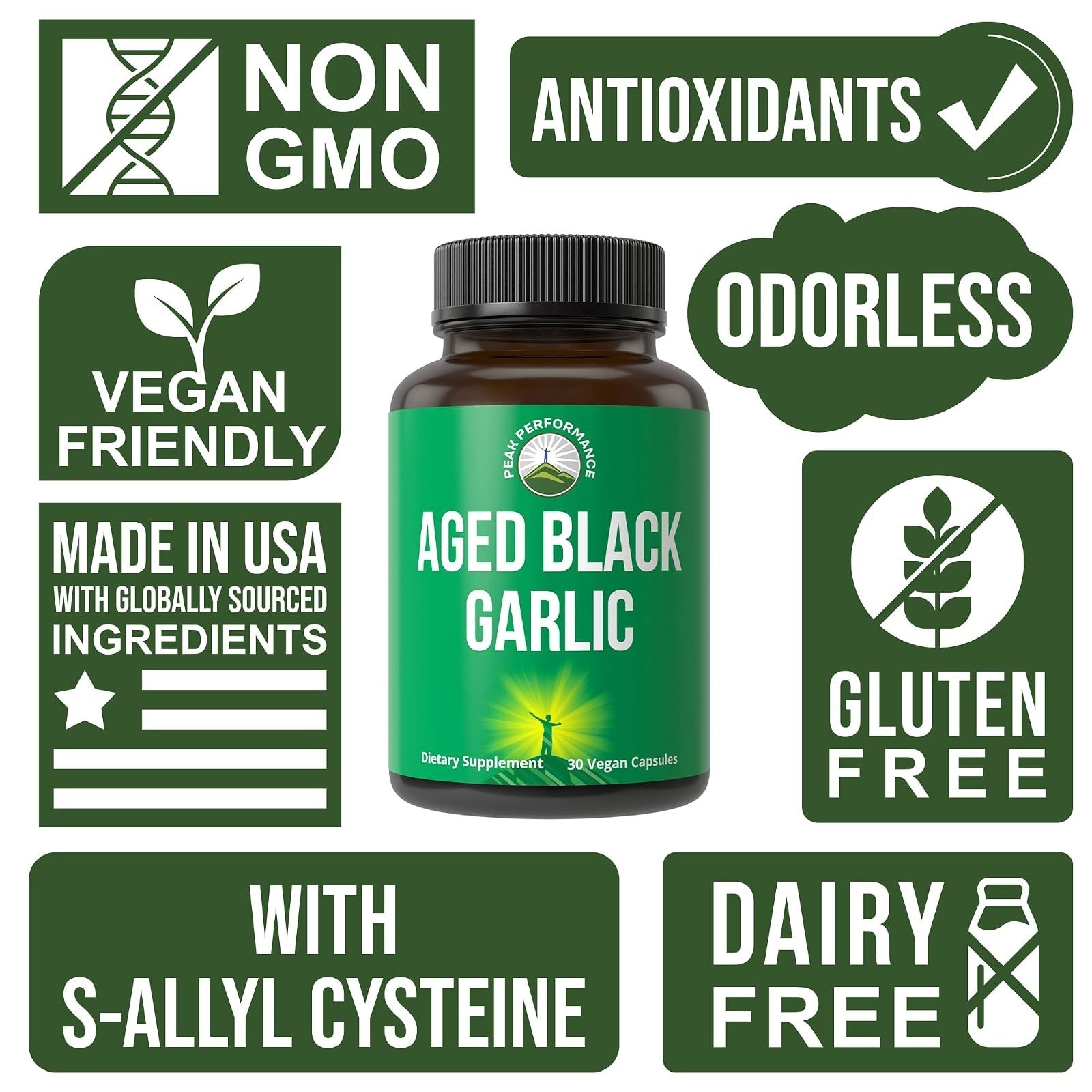 Peak Performance Aged Black Garlic Capsules – Vegan Immune Support