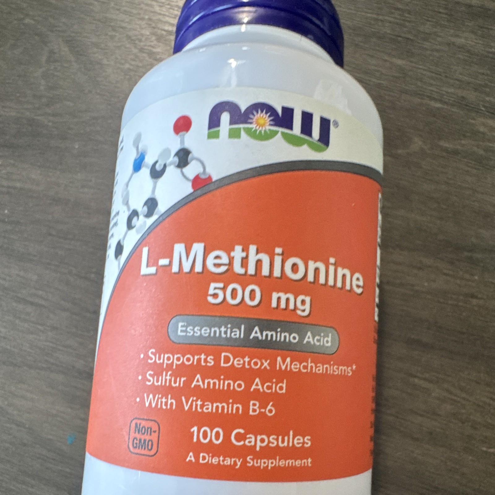 NOW L-Methionine 500mg + Vitamin B-6 Detox Support 100 Capsules Non-GMO