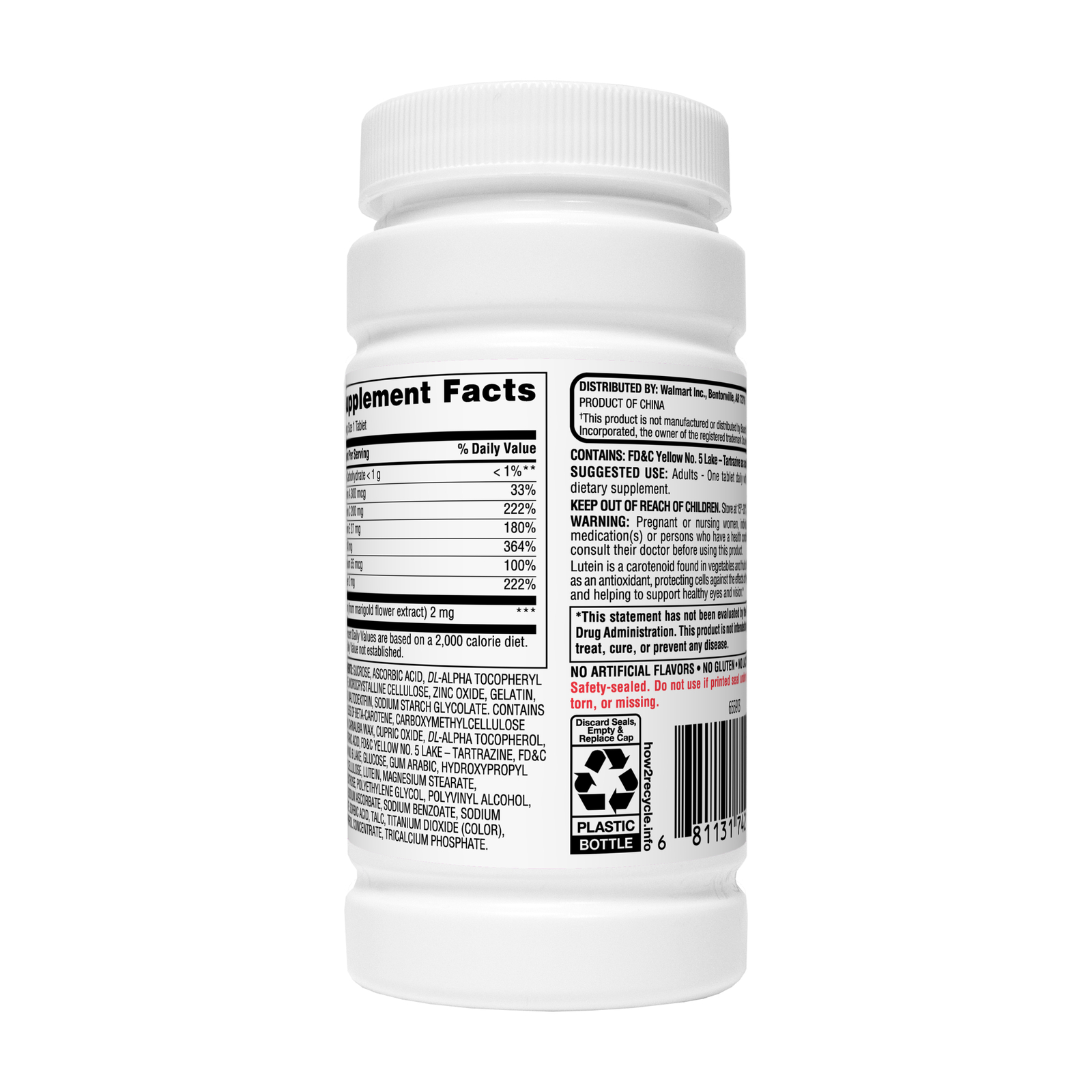 Equate Vision Formula Lutein Dietary Supplement Tablets 120 Count For Eye Health