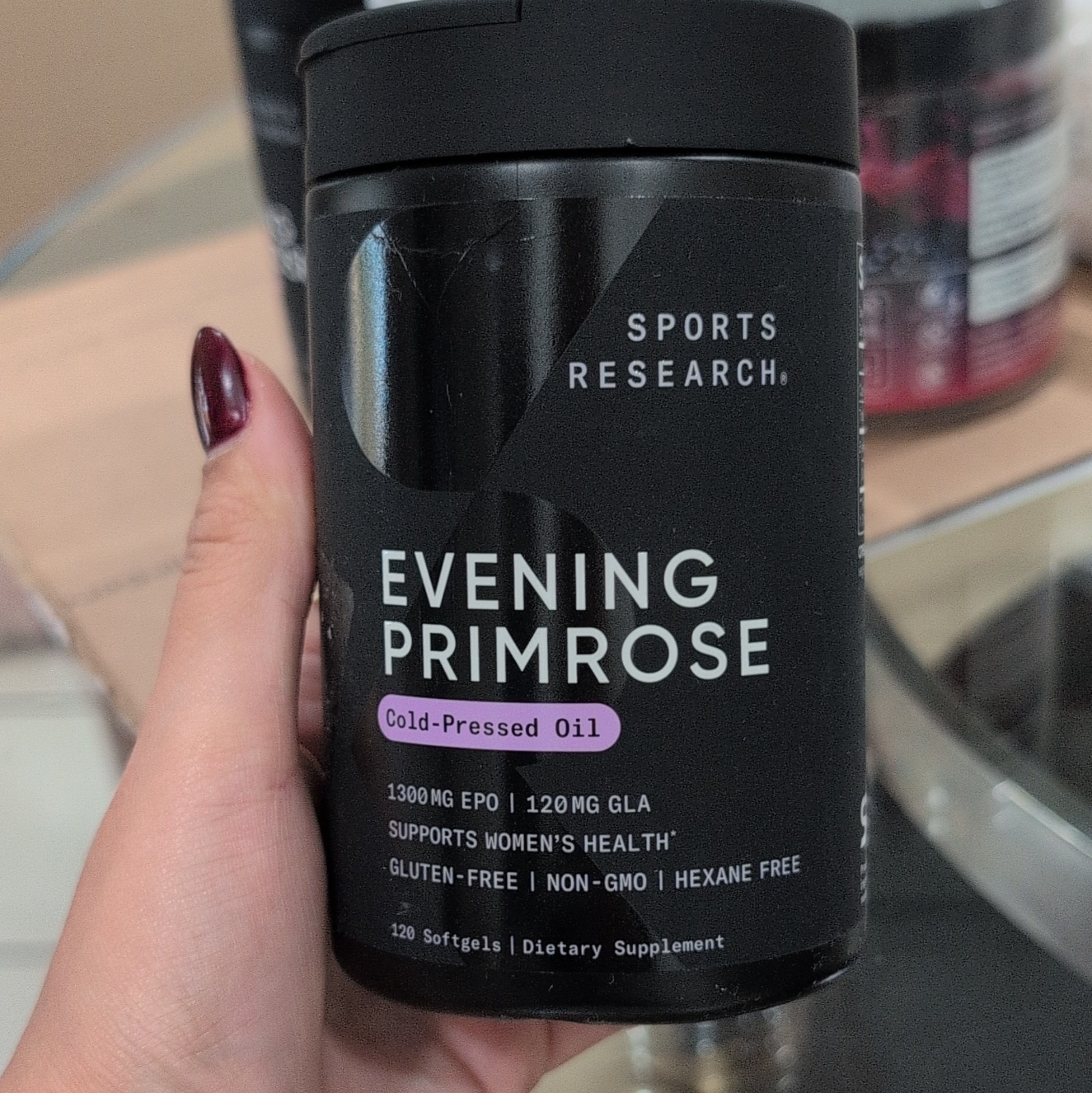 Sports Research Evening Primrose Oil 1300mg 120 Softgels, Non-GMO Gluten-Free